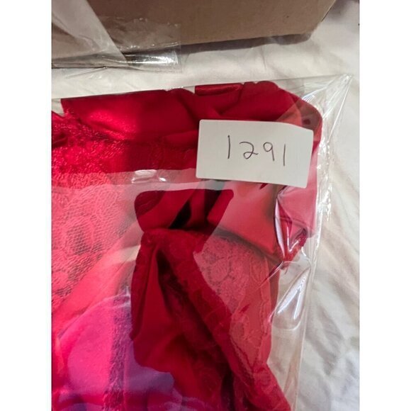 Victorias Secret Red Lace Button-Down Shirt P/S feminine Coquette - Picture 8 of 8